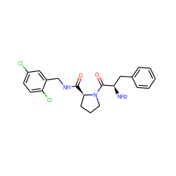 N[C@H](Cc1ccccc1)C(=O)N1CCC[C@H]1C(=O)NCc1cc(Cl)ccc1Cl ZINC000095577194