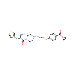 N[C@H](Cc1ccsc1)C(=O)N1CCN(CCCOc2ccc(C(=O)C3CC3)cc2)CC1 ZINC000026158283