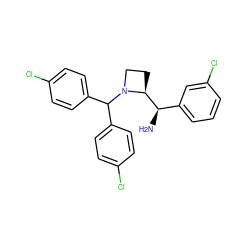 N[C@H](c1cccc(Cl)c1)[C@@H]1CCN1C(c1ccc(Cl)cc1)c1ccc(Cl)cc1 ZINC000022941587