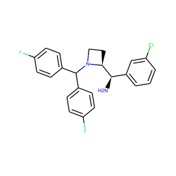 N[C@H](c1cccc(Cl)c1)[C@@H]1CCN1C(c1ccc(F)cc1)c1ccc(F)cc1 ZINC000022941584