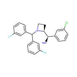 N[C@H](c1cccc(Cl)c1)[C@@H]1CCN1C(c1cccc(F)c1)c1cccc(F)c1 ZINC000022941576