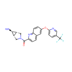 N[C@H]1[C@@H]2CN(C(=O)c3ccc4cc(Oc5ccc(C(F)(F)F)cn5)ccc4n3)C[C@H]12 ZINC001772642924