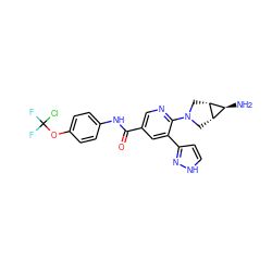 N[C@H]1[C@@H]2CN(c3ncc(C(=O)Nc4ccc(OC(F)(F)Cl)cc4)cc3-c3cc[nH]n3)C[C@H]12 ZINC001772652183