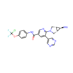 N[C@H]1[C@@H]2CN(c3ncc(C(=O)Nc4ccc(OC(F)(F)Cl)cc4)cc3-c3cncnc3)C[C@H]12 ZINC001772657954