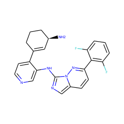 N[C@H]1C=C(c2ccncc2Nc2ncc3ccc(-c4c(F)cccc4F)nn23)CCC1 ZINC000142884409