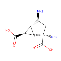 N[C@H]1C[C@@](N)(C(=O)O)[C@@H]2[C@@H](C(=O)O)[C@H]12 ZINC000096270259