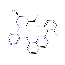 N[C@H]1C[C@@H](CF)CN(c2ccncc2Nc2cccc3cnc(-c4c(F)cccc4F)nc23)C1 ZINC000116904728