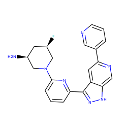 N[C@H]1C[C@@H](F)CN(c2cccc(-c3n[nH]c4cnc(-c5cccnc5)cc34)n2)C1 ZINC000205260876