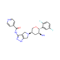 N[C@H]1C[C@@H](N2Cc3[nH]nc(NC(=O)c4ccncc4)c3C2)CO[C@@H]1c1cc(F)ccc1F ZINC000653760567