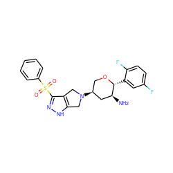 N[C@H]1C[C@@H](N2Cc3[nH]nc(S(=O)(=O)c4ccccc4)c3C2)CO[C@@H]1c1cc(F)ccc1F ZINC000653760630