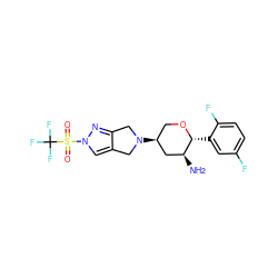 N[C@H]1C[C@@H](N2Cc3cn(S(=O)(=O)C(F)(F)F)nc3C2)CO[C@@H]1c1cc(F)ccc1F ZINC000653755671