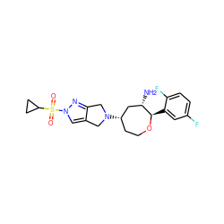 N[C@H]1C[C@@H](N2Cc3cn(S(=O)(=O)C4CC4)nc3C2)CCO[C@@H]1c1cc(F)ccc1F ZINC000144195483