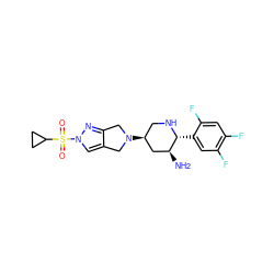 N[C@H]1C[C@@H](N2Cc3cn(S(=O)(=O)C4CC4)nc3C2)CN[C@@H]1c1cc(F)c(F)cc1F ZINC000169701982