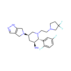 N[C@H]1C[C@@H](N2Cc3cn[nH]c3C2)CN(CCN2CCC(F)(F)C2)[C@@H]1c1cc(F)ccc1F ZINC000169701995