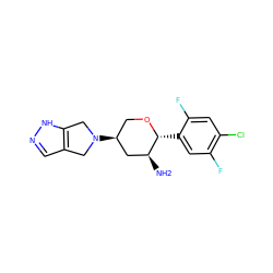 N[C@H]1C[C@@H](N2Cc3cn[nH]c3C2)CO[C@@H]1c1cc(F)c(Cl)cc1F ZINC000096284064