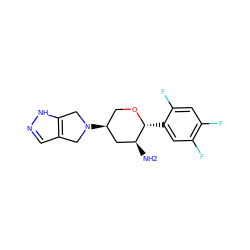 N[C@H]1C[C@@H](N2Cc3cn[nH]c3C2)CO[C@@H]1c1cc(F)c(F)cc1F ZINC000096284057