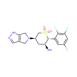 N[C@H]1C[C@@H](N2Cc3cn[nH]c3C2)CS(=O)(=O)[C@@H]1c1cc(F)cc(F)c1F ZINC000205818668