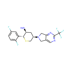 N[C@H]1C[C@@H](N2Cc3cnc(C(F)(F)F)nc3C2)CS[C@@H]1c1cc(F)ccc1F ZINC000072317938