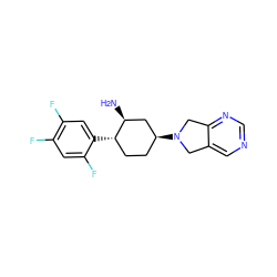 N[C@H]1C[C@@H](N2Cc3cncnc3C2)CC[C@@H]1c1cc(F)c(F)cc1F ZINC000028822672