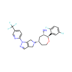 N[C@H]1C[C@@H](N2Cc3cnn(-c4ccc(C(F)(F)F)cn4)c3C2)CCO[C@@H]1c1cc(F)ccc1F ZINC000204217804