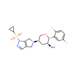 N[C@H]1C[C@@H](N2Cc3cnn(S(=O)(=O)C4CC4)c3C2)CO[C@@H]1c1cc(F)ccc1F ZINC000114657835