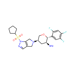 N[C@H]1C[C@@H](N2Cc3cnn(S(=O)(=O)C4CCCC4)c3C2)CO[C@@H]1c1cc(F)c(F)cc1F ZINC000114658015