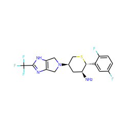 N[C@H]1C[C@@H](N2Cc3nc(C(F)(F)F)[nH]c3C2)CS[C@@H]1c1cc(F)ccc1F ZINC000204682664