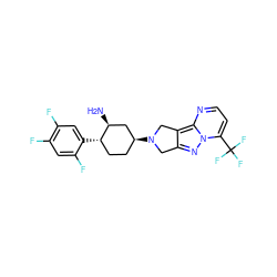 N[C@H]1C[C@@H](N2Cc3nn4c(C(F)(F)F)ccnc4c3C2)CC[C@@H]1c1cc(F)c(F)cc1F ZINC000653886883