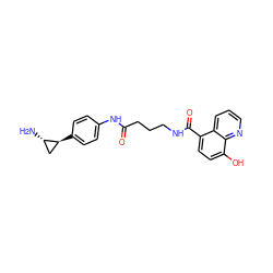 N[C@H]1C[C@@H]1c1ccc(NC(=O)CCCNC(=O)c2ccc(O)c3ncccc23)cc1 ZINC000103252445