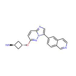 N[C@H]1C[C@H](Oc2ccc3ncc(-c4ccc5cnccc5c4)n3n2)C1 ZINC001772620800