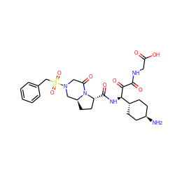 N[C@H]1CC[C@H]([C@@H](NC(=O)[C@@H]2CC[C@H]3CN(S(=O)(=O)Cc4ccccc4)CC(=O)N32)C(=O)C(=O)NCC(=O)O)CC1 ZINC000261098269