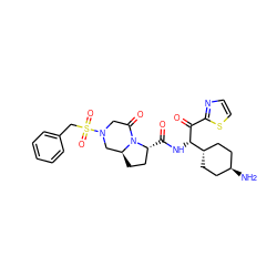 N[C@H]1CC[C@H]([C@H](NC(=O)[C@@H]2CC[C@H]3CN(S(=O)(=O)Cc4ccccc4)CC(=O)N32)C(=O)c2nccs2)CC1 ZINC000253668296