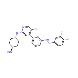 N[C@H]1CC[C@H](Nc2cc(-c3cccc(NCc4ccc(F)c(F)c4)n3)c(Cl)cn2)CC1 ZINC000261121938