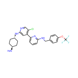 N[C@H]1CC[C@H](Nc2cc(-c3cccc(NCc4ccc(OC(F)(F)F)cc4)n3)c(Cl)cn2)CC1 ZINC000261096915