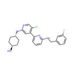 N[C@H]1CC[C@H](Nc2cc(-c3cccc(NCc4cccc(F)c4)n3)c(Cl)cn2)CC1 ZINC000115455757