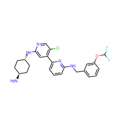 N[C@H]1CC[C@H](Nc2cc(-c3cccc(NCc4cccc(OC(F)F)c4)n3)c(Cl)cn2)CC1 ZINC000261098815