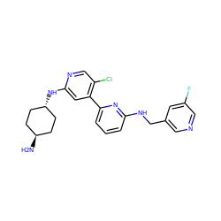 N[C@H]1CC[C@H](Nc2cc(-c3cccc(NCc4cncc(F)c4)n3)c(Cl)cn2)CC1 ZINC000261100495