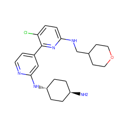 N[C@H]1CC[C@H](Nc2cc(-c3nc(NCC4CCOCC4)ccc3Cl)ccn2)CC1 ZINC000261150454