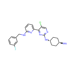 N[C@H]1CC[C@H](Nc2ncc(Cl)c(-c3cccc(NCc4cccc(F)c4)n3)n2)CC1 ZINC000261186673