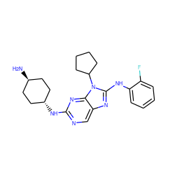 N[C@H]1CC[C@H](Nc2ncc3nc(Nc4ccccc4F)n(C4CCCC4)c3n2)CC1 ZINC000254120034