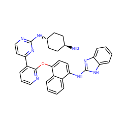 N[C@H]1CC[C@H](Nc2nccc(-c3cccnc3Oc3ccc(Nc4nc5ccccc5[nH]4)c4ccccc34)n2)CC1 ZINC000299841293