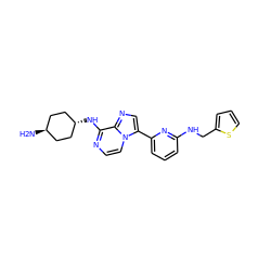 N[C@H]1CC[C@H](Nc2nccn3c(-c4cccc(NCc5cccs5)n4)cnc23)CC1 ZINC000261176543