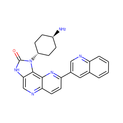 N[C@H]1CC[C@H](n2c(=O)[nH]c3cnc4ccc(-c5cnc6ccccc6c5)nc4c32)CC1 ZINC000261100602