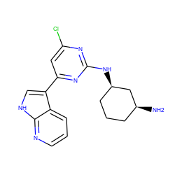 N[C@H]1CCC[C@@H](Nc2nc(Cl)cc(-c3c[nH]c4ncccc34)n2)C1 ZINC000063539652