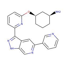 N[C@H]1CCC[C@@H](Oc2cccc(-c3n[nH]c4cnc(-c5cccnc5)cc34)n2)C1 ZINC000205259093