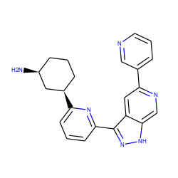 N[C@H]1CCC[C@@H](c2cccc(-c3n[nH]c4cnc(-c5cccnc5)cc34)n2)C1 ZINC000205247039