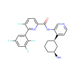 N[C@H]1CCC[C@@H](c2ccncc2NC(=O)c2ccc(F)c(-c3cc(F)cc(F)c3F)n2)C1 ZINC000140743498