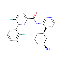 N[C@H]1CCC[C@@H](c2ccncc2NC(=O)c2ccc(F)c(-c3cccc(F)c3F)n2)C1 ZINC000140326540