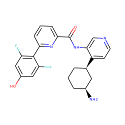 N[C@H]1CCC[C@@H](c2ccncc2NC(=O)c2cccc(-c3c(F)cc(O)cc3F)n2)C1 ZINC000168270531