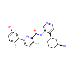 N[C@H]1CCC[C@@H](c2ccncc2NC(=O)c2nc(-c3cc(O)ccc3F)ccc2F)C1 ZINC000140277753